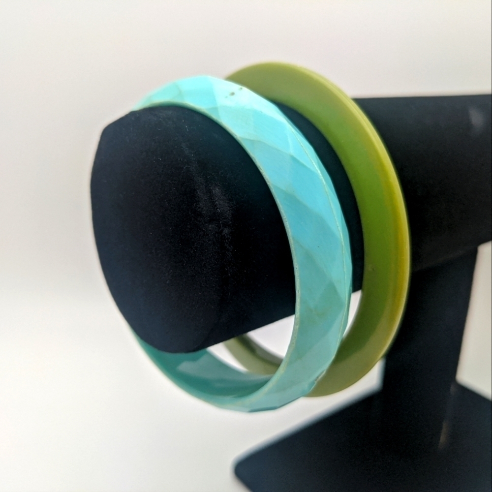 Stackable 80s Avocado Aqua Bangles - image 4